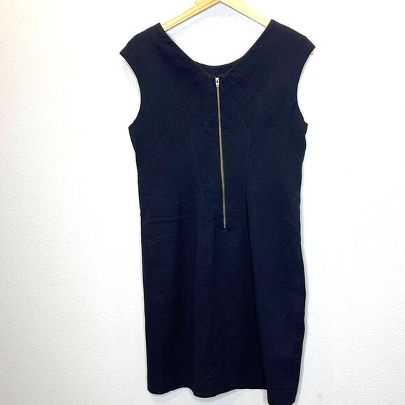 HELMUT LANG Black Structural Casual Shift Dress Size 10 Textured Cotton Dress - Picture 5 of 8